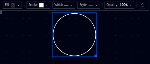 Selected circle with the same toolbar
