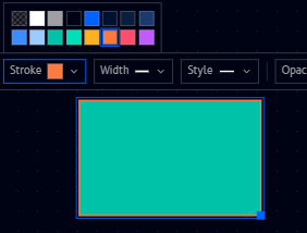 Rectangle with a teal fill and an orange stroke