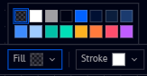 Fill and Stroke dropdowns, each showing the same color palette