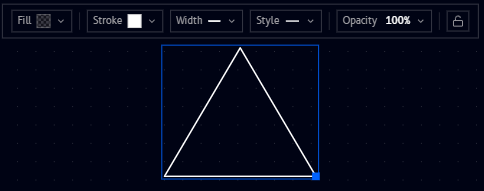 Selected triangle with the same toolbar