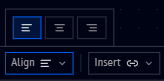 Align dropdown: left, center, right