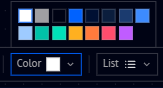 Color dropdown: a palette of preset swatches