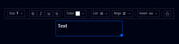 Text box with its formatting toolbar