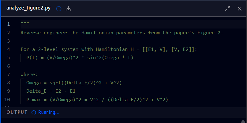 Python block running, with a spinner replacing the Run button