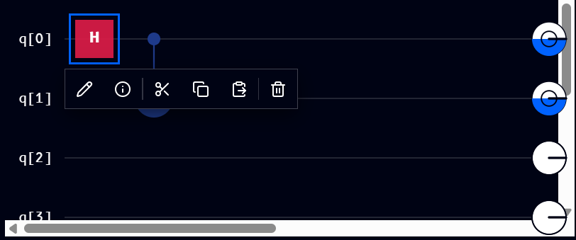 Gate selected with action toolbar
