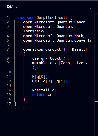 Q# code view