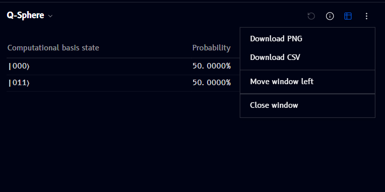 Q-Sphere options menu